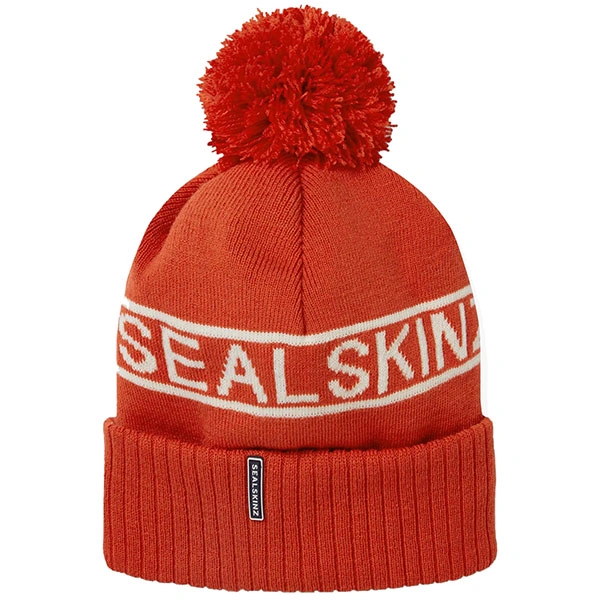 Sealskinz Sealskinz Heacham Waterproof Bobble Hat - Orange / Cream